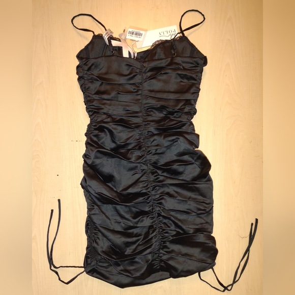 ALL FOR YOU Lace Trim Satin Mini Dress - Picture 4 of 6